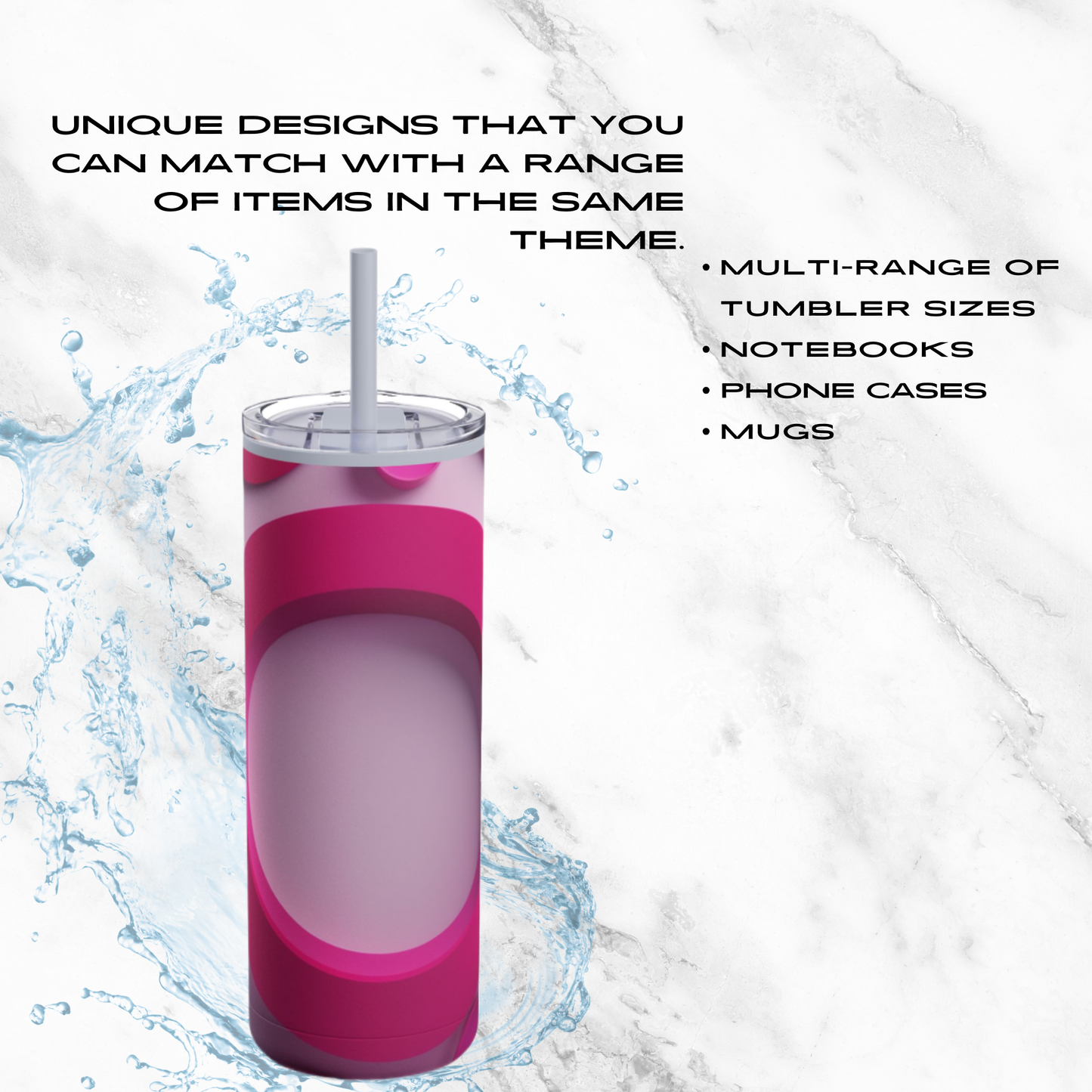 Fuchsia Fusion 20oz Skinny Tumbler - With Straw