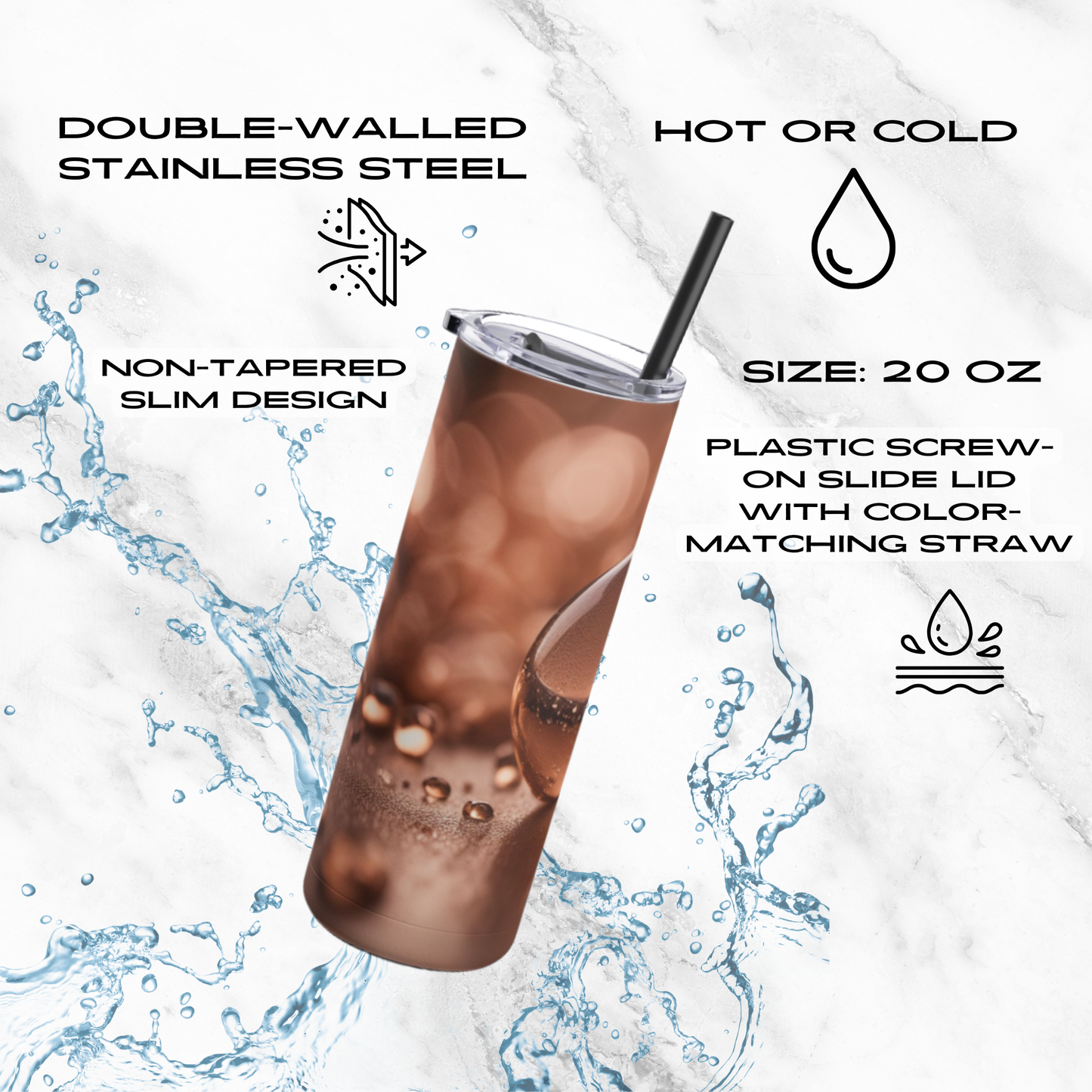 Glistening Globe 20oz Skinny Tumbler - With Straw