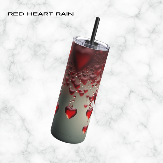 Red Heart Rain 20oz Skinny Tumbler - With Straw