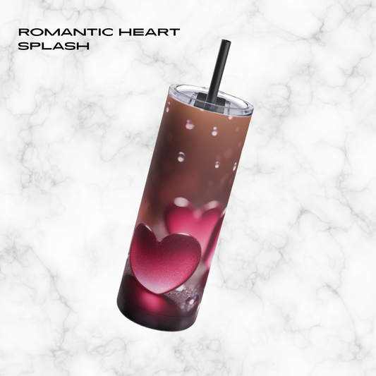 Romantic Heart Splash 20oz Skinny Tumbler - With Straw