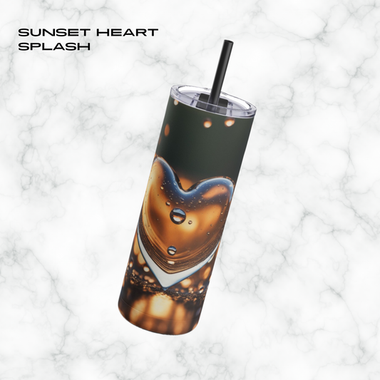 Sunset Heart Splash 20oz Skinny Tumbler - With Straw