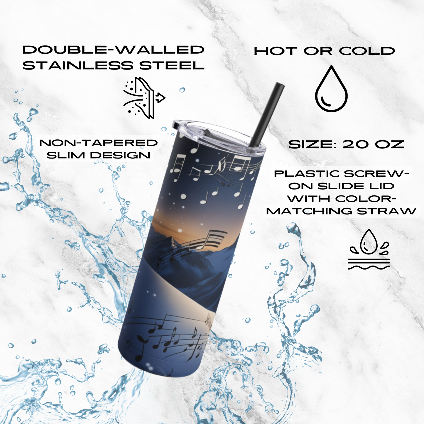 Winter Serenade 20oz Skinny Tumbler - With Straw