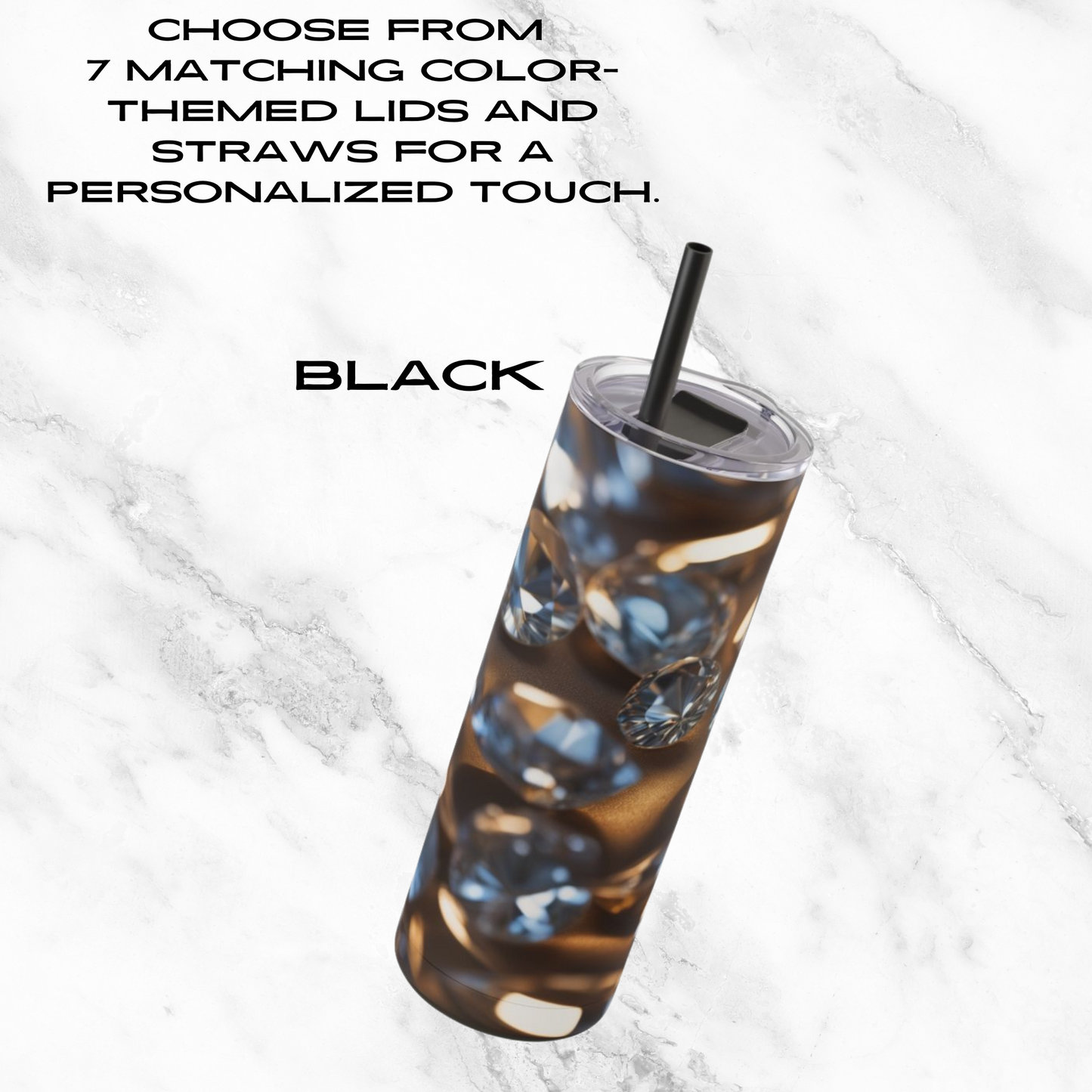 Diamond Dream 20oz Skinny Tumbler - With Straw