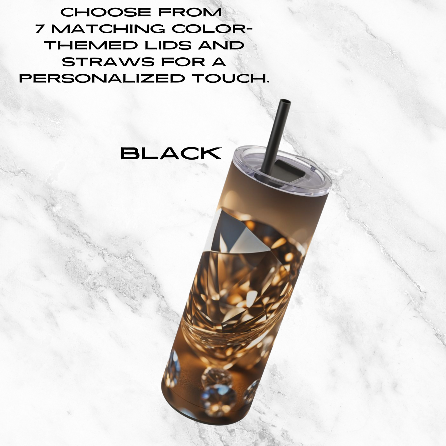Golden Glimmer 20oz Skinny Tumbler - With Straw