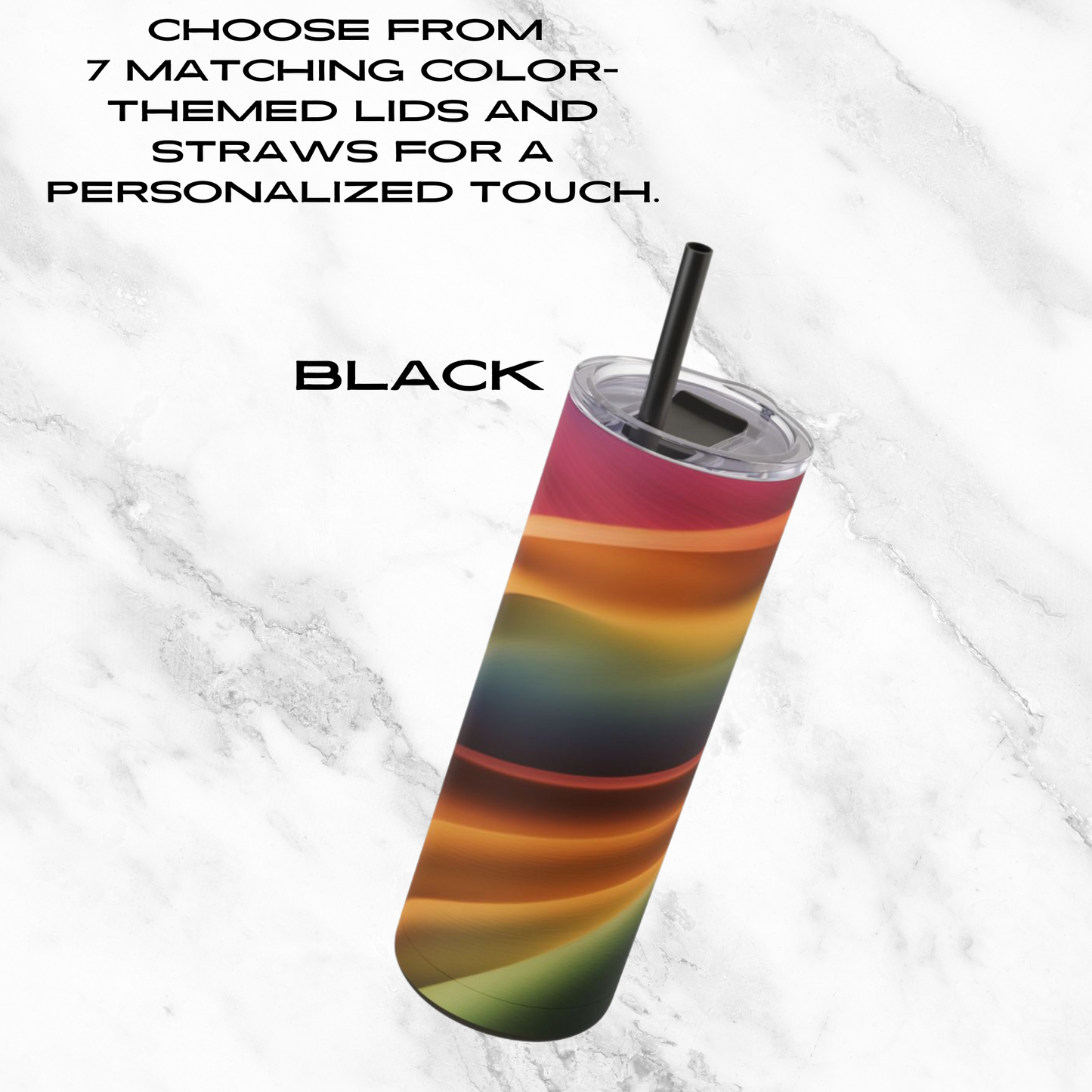 Rainbow Cascade 20oz Skinny Tumbler - With Straw