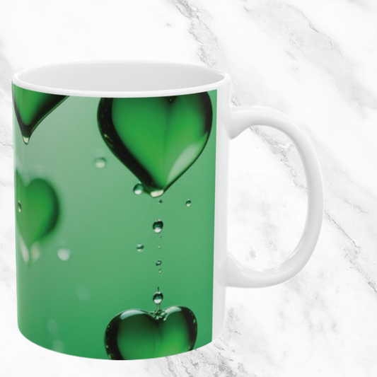Emerald Heart Drops 11oz Mug
