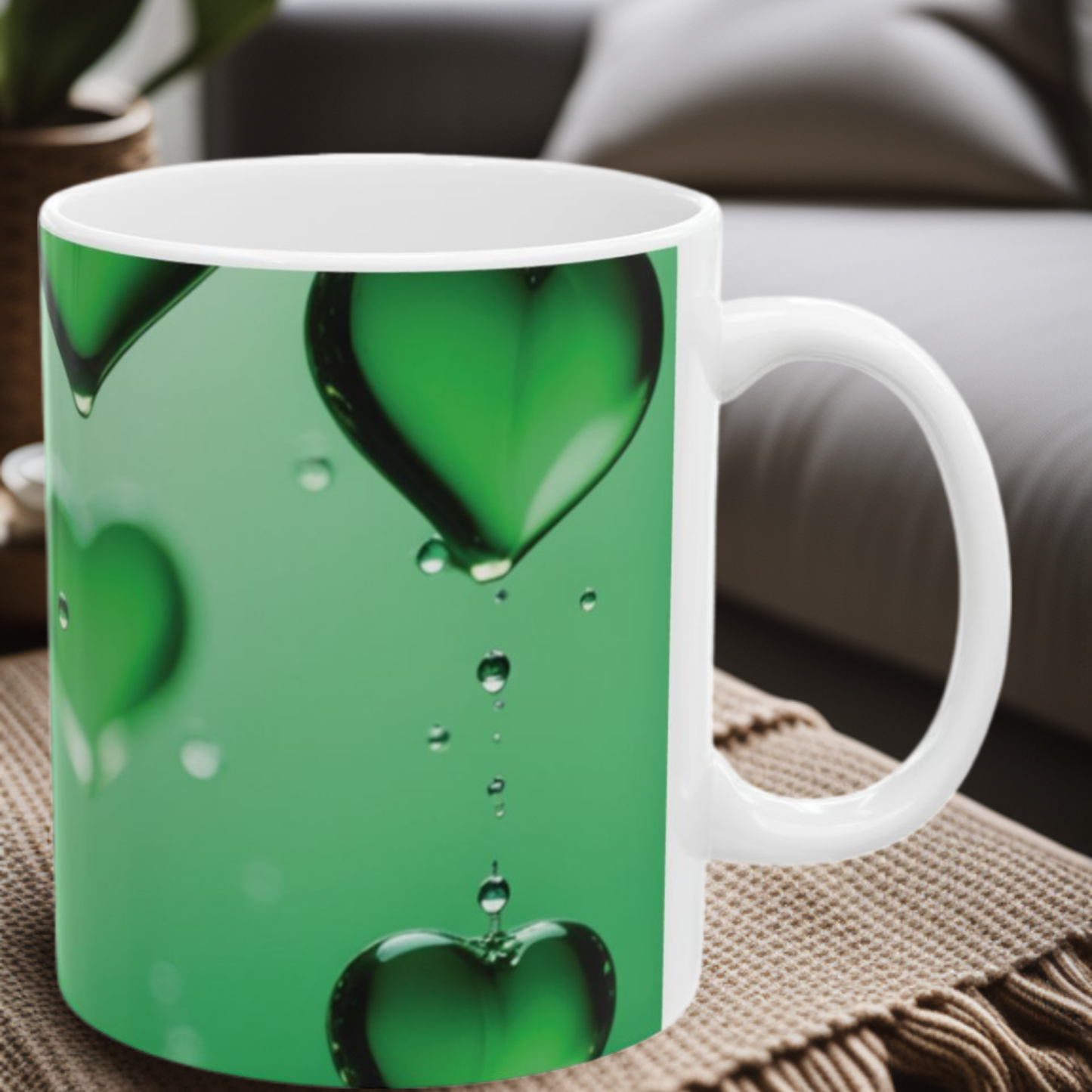 Emerald Heart Drops 11oz Mug