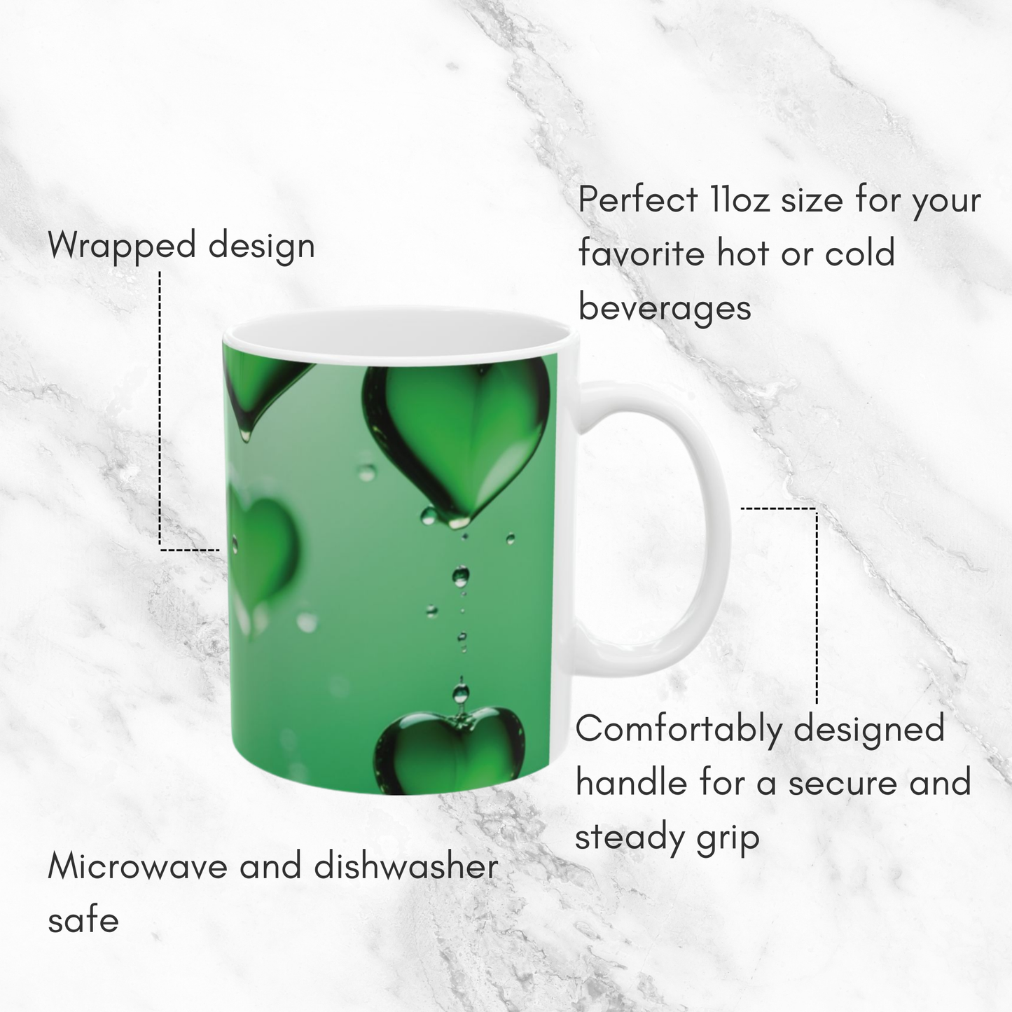 Emerald Heart Drops 11oz Mug
