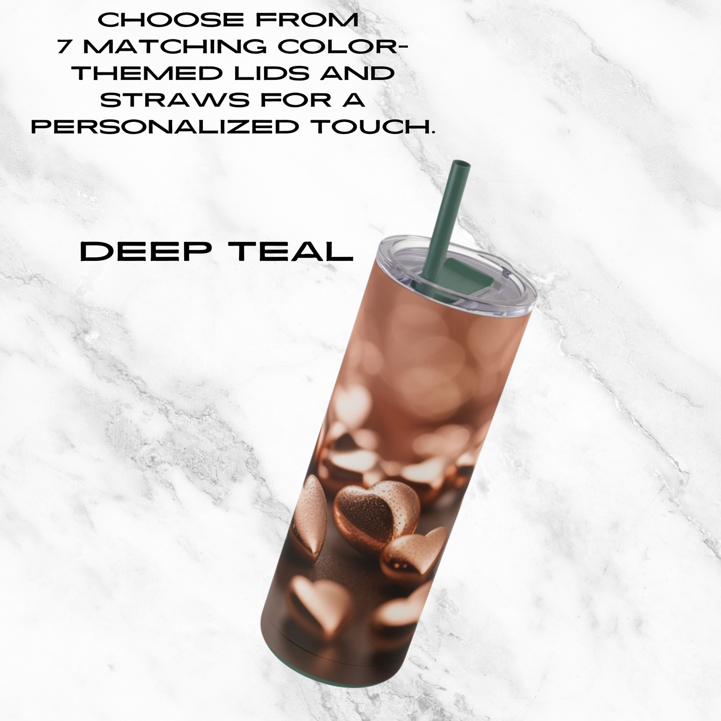 Bronzed Hearts 20oz Skinny Tumbler - With Straw