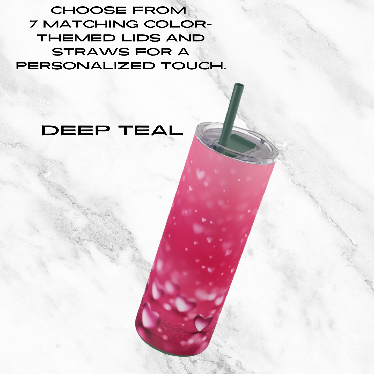 Pink Heart Dream 20oz Skinny Tumbler - With Straw