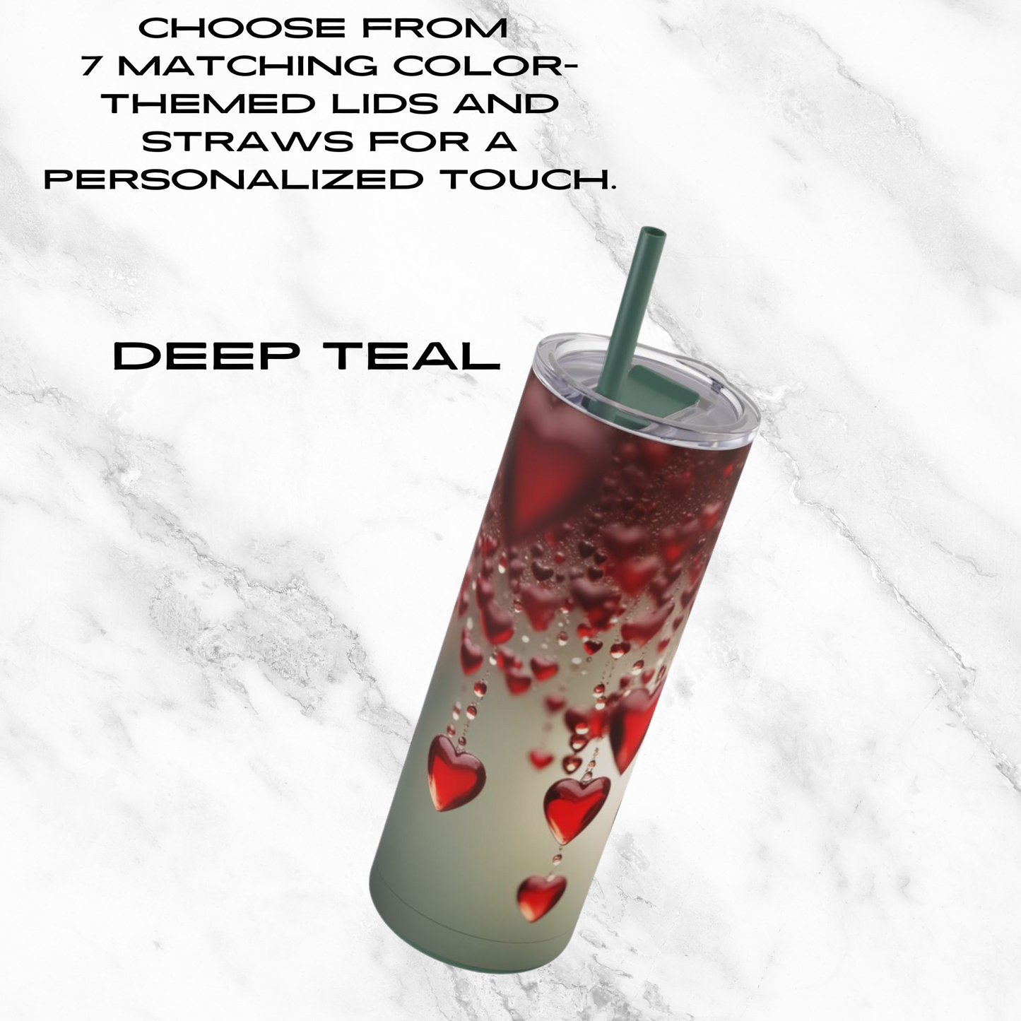 Red Heart Rain 20oz Skinny Tumbler - With Straw