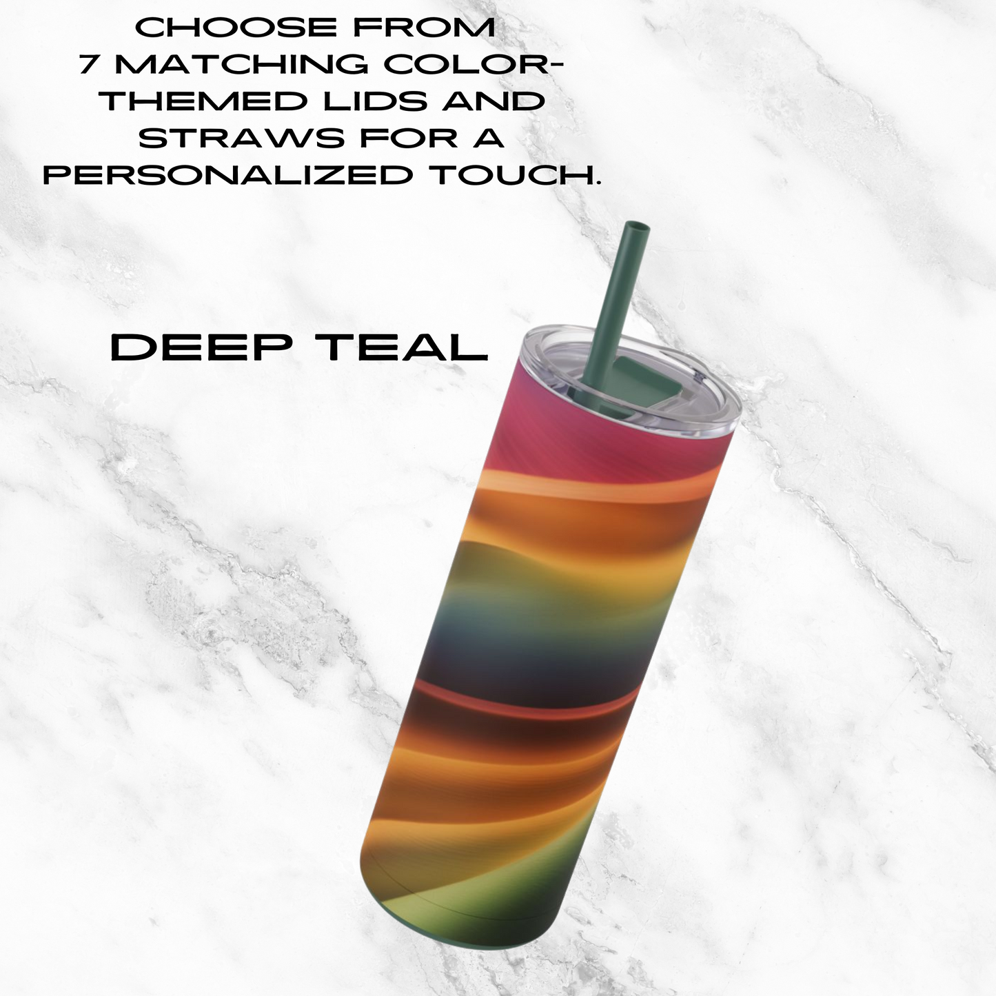 Rainbow Cascade 20oz Skinny Tumbler - With Straw