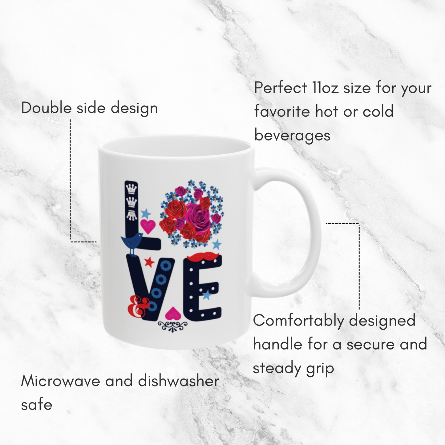 LOVE YOU Floral 11oz Mug