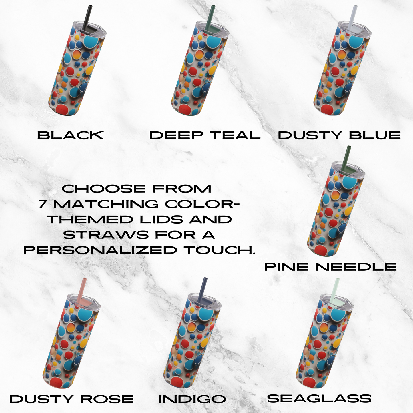 Bubble Burst 20oz Skinny Tumbler - With Straw