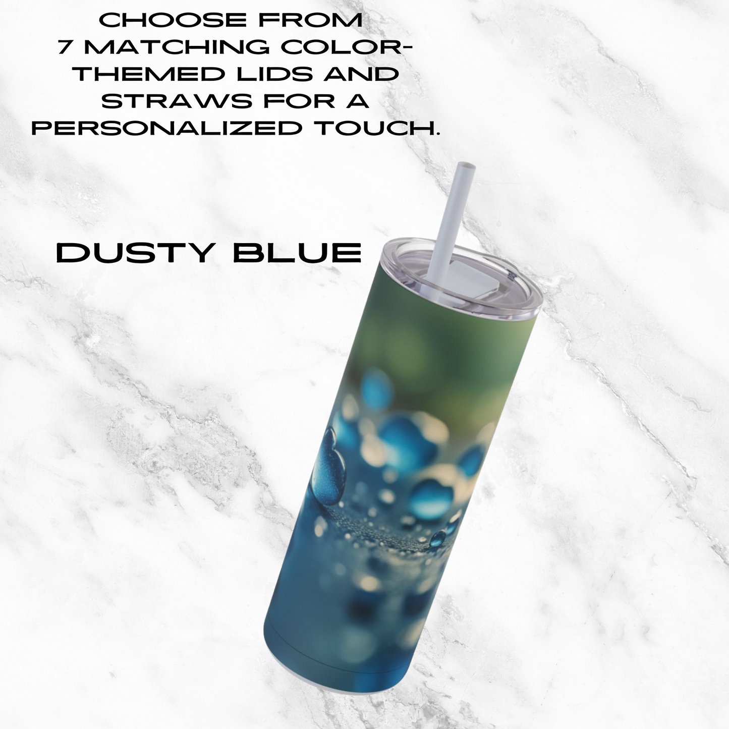 Blue Love Drops 20oz Skinny Tumbler - With Straw