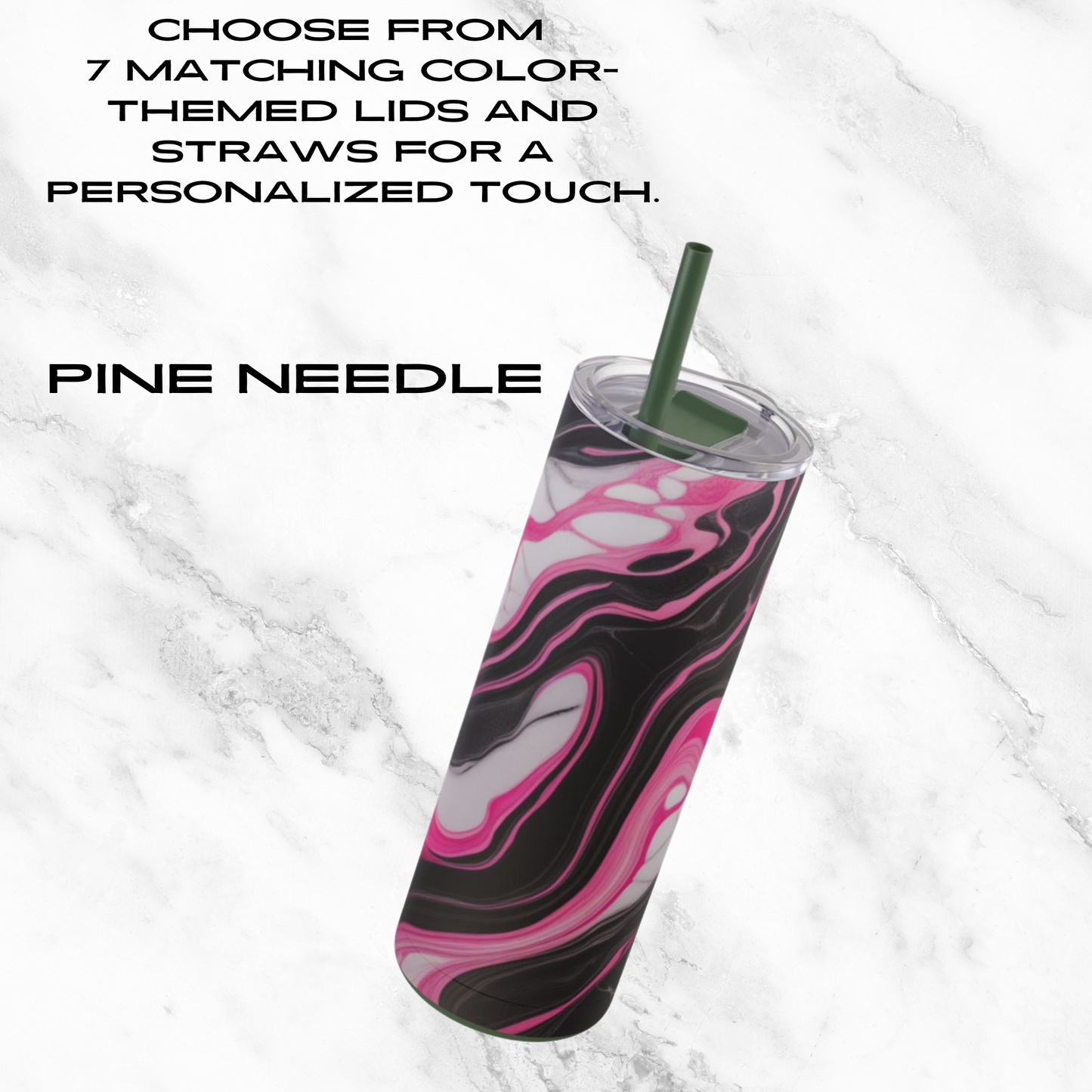 Pink Marble Rush 20oz Skinny Tumbler - With Straw