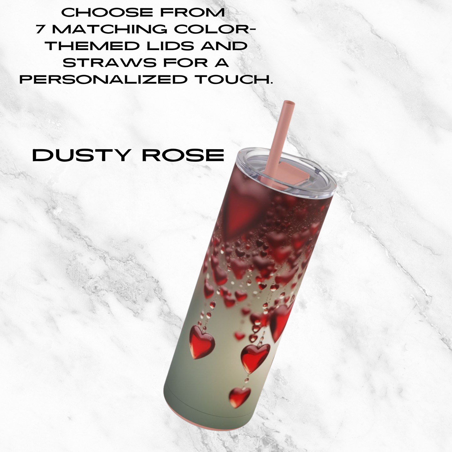 Red Heart Rain 20oz Skinny Tumbler - With Straw