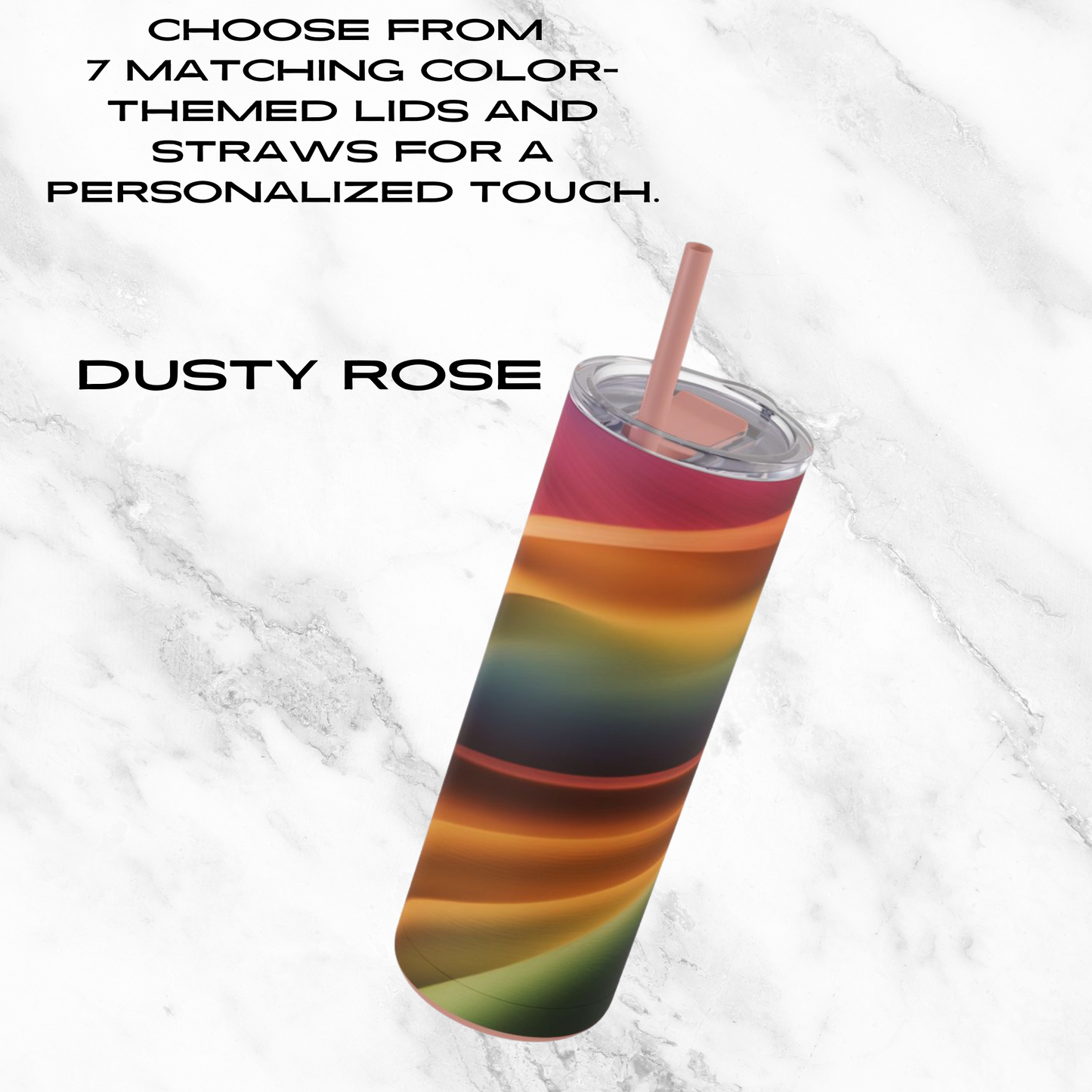 Rainbow Cascade 20oz Skinny Tumbler - With Straw