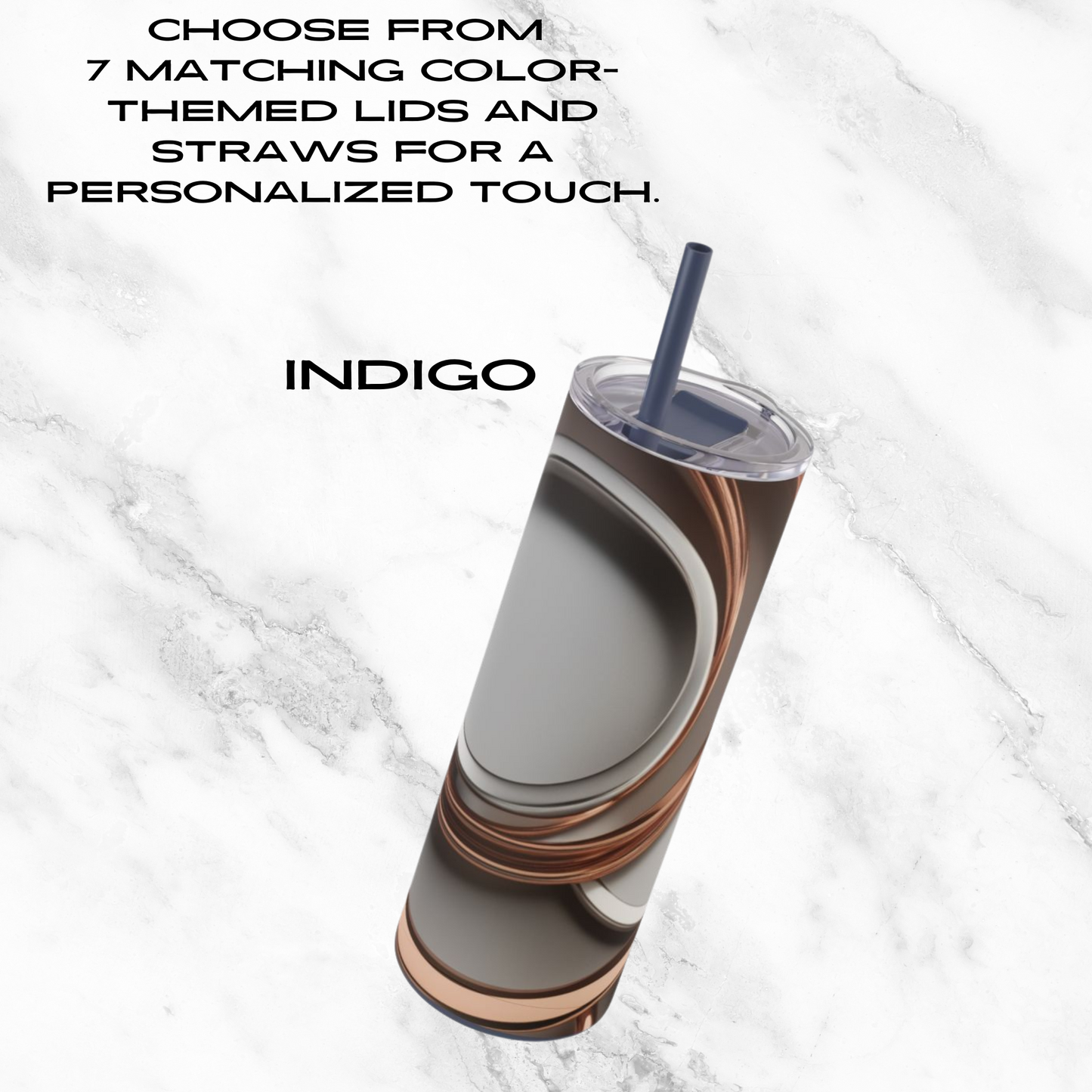 Rose Gold Waves 20oz Skinny Tumbler - With Straw