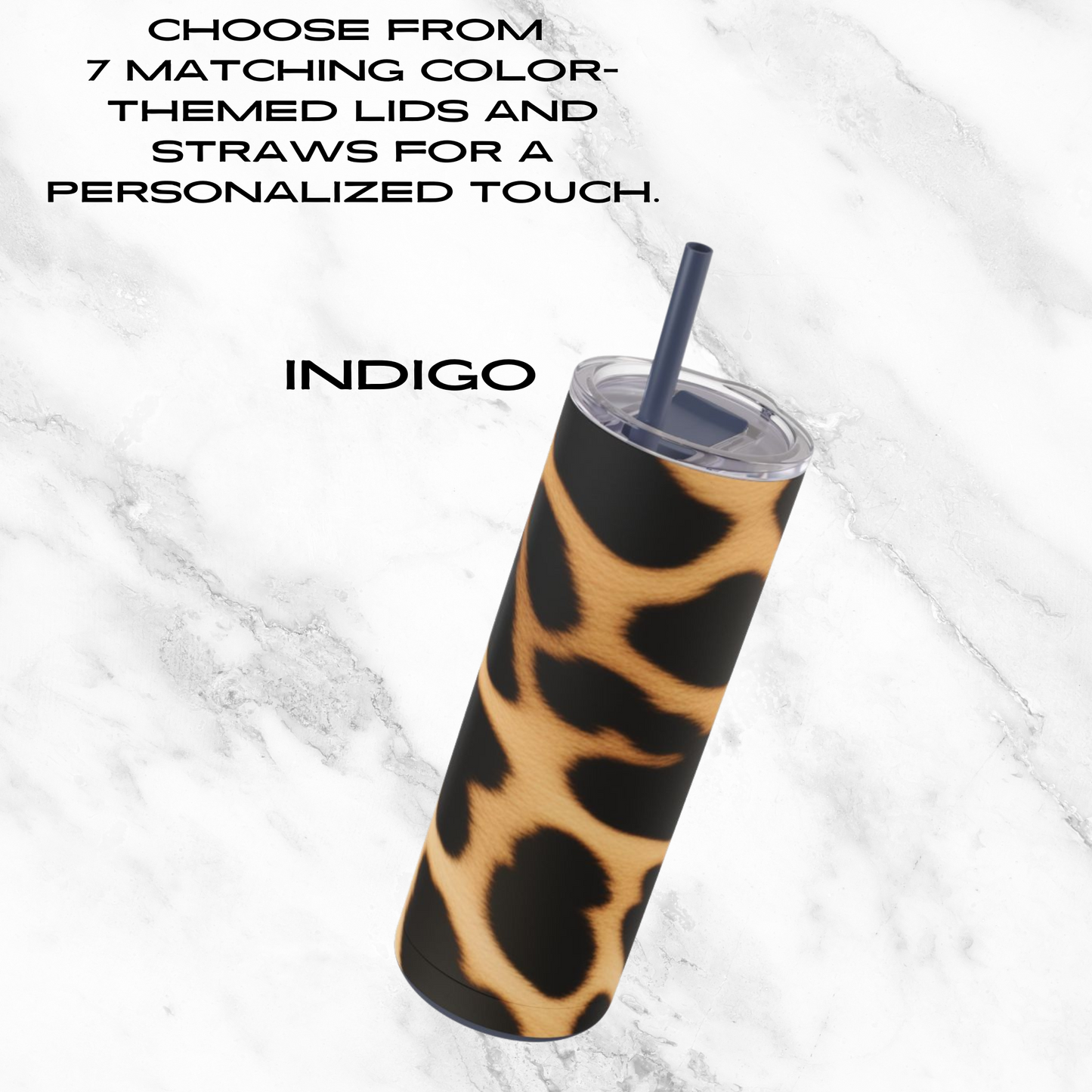 Cheetah Charm 20oz Skinny Tumbler - With Straw