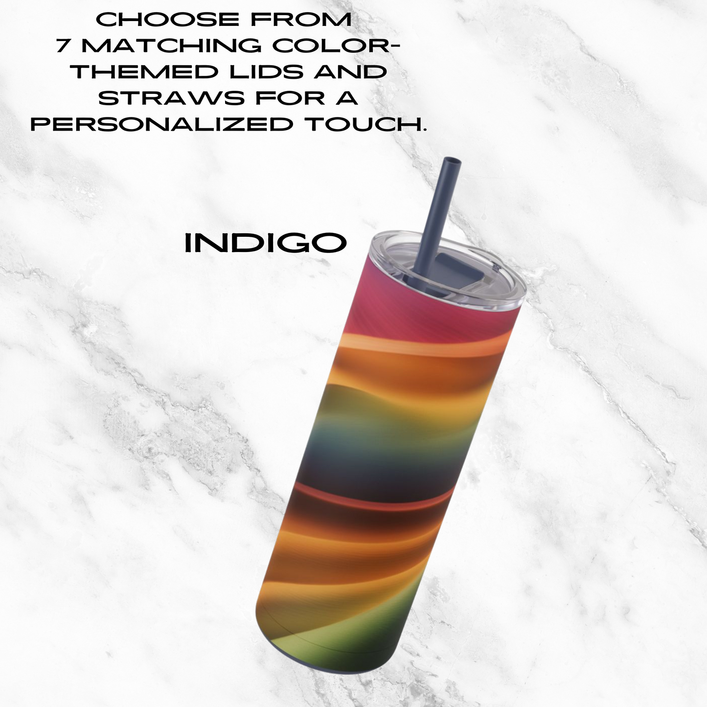 Rainbow Cascade 20oz Skinny Tumbler - With Straw