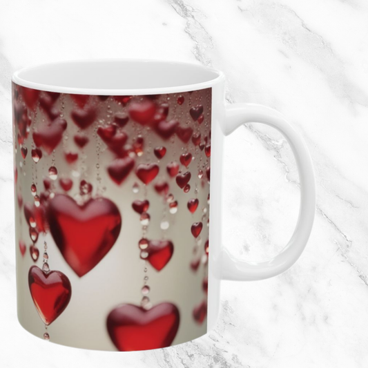 Red Heart Rain 11oz Mug