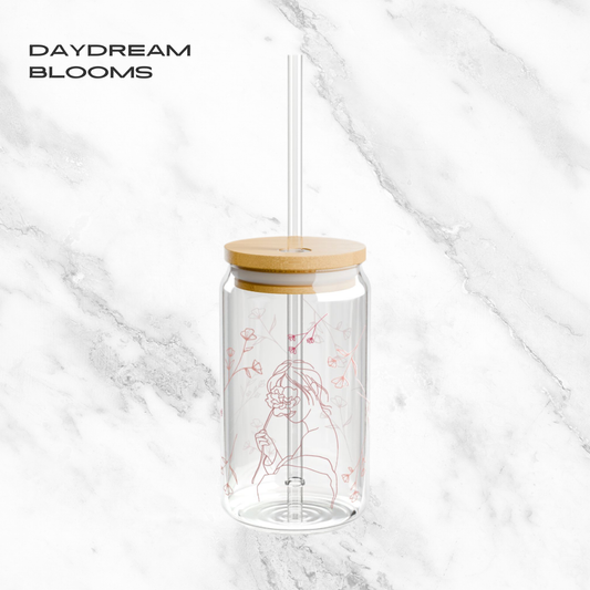 Daydream Blooms 16oz Glass Tumbler | Soda Can