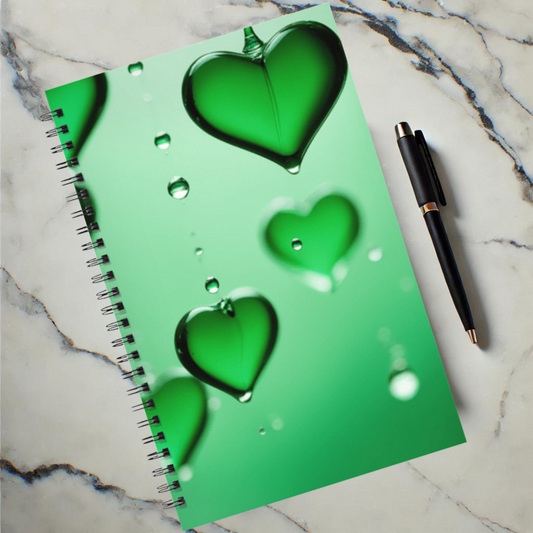 Emerald Heart Drops 5.5"x8.5" Hardcover Notebook