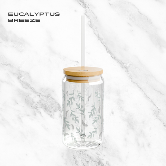 Eucalyptus Breeze 16oz Glass Tumbler | Soda Can