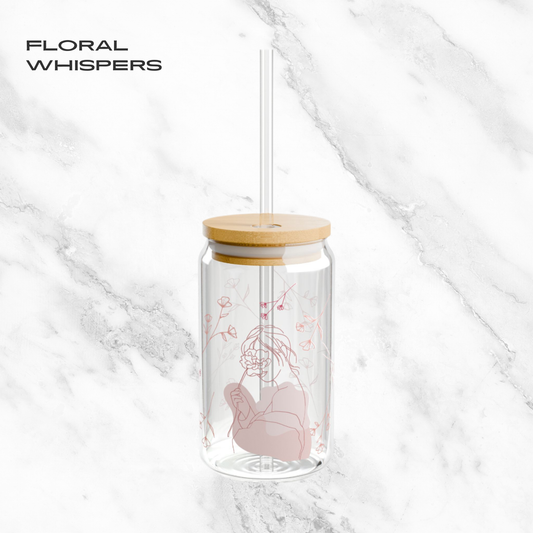 Floral Whispers 16oz Glass Tumbler | Soda Can
