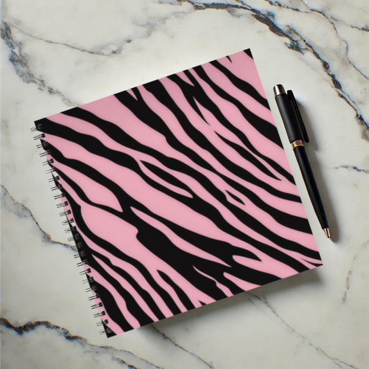 Pink Zebra Rush 8.5”x8.5” Hardcover Notebook