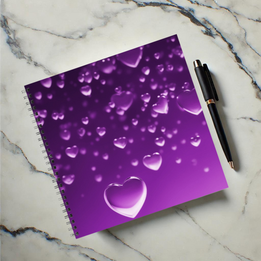 Purple Heart Shower 8.5"x8.5" Hardcover Notebook