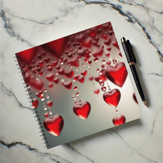 Red Heart Rain 8.5"x8.5" Hardcover Notebook