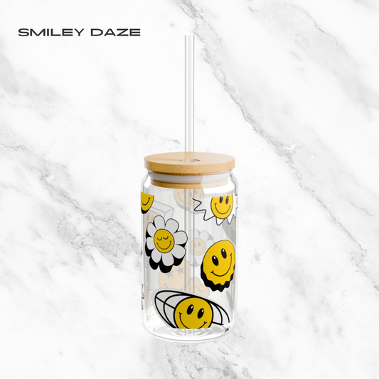 Smiley Daze 16oz Glass Tumbler | Soda Can