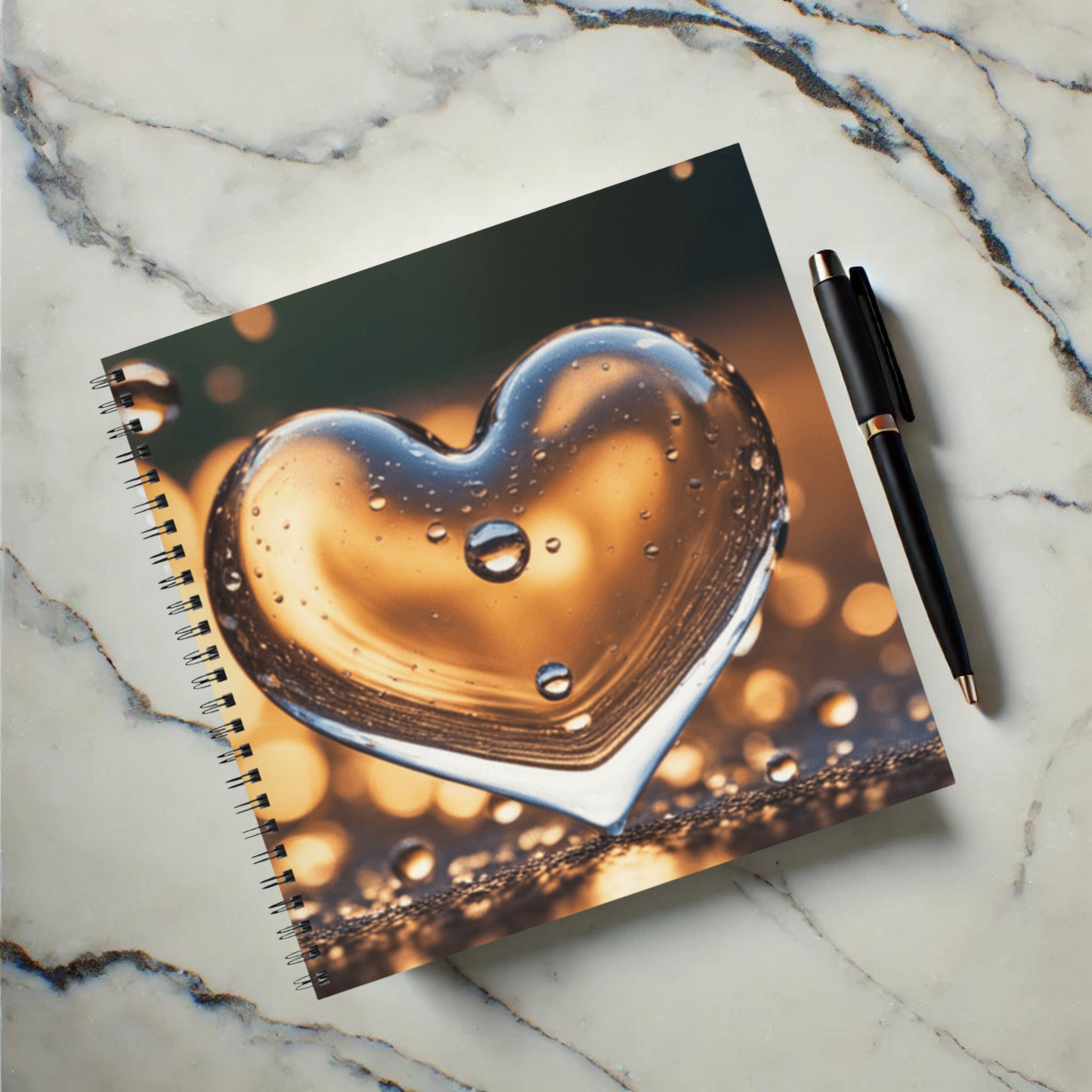 Sunset Heart Splash 8.5"x8.5" Hardcover Notebook