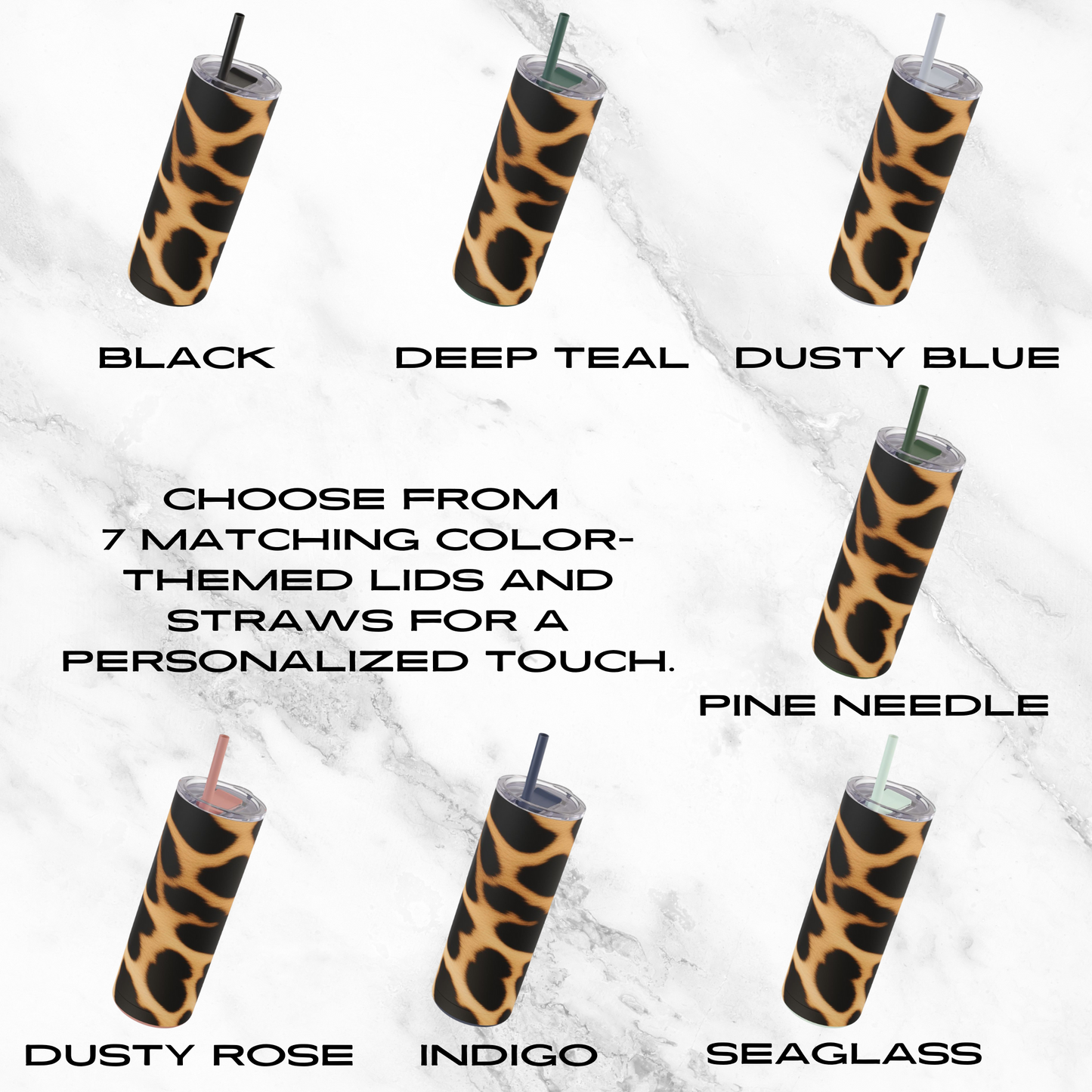 Cheetah Charm 20oz Skinny Tumbler - With Straw