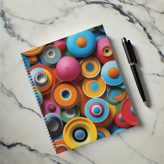 Retro Rings 8.5"x11" Hardcover Notebook