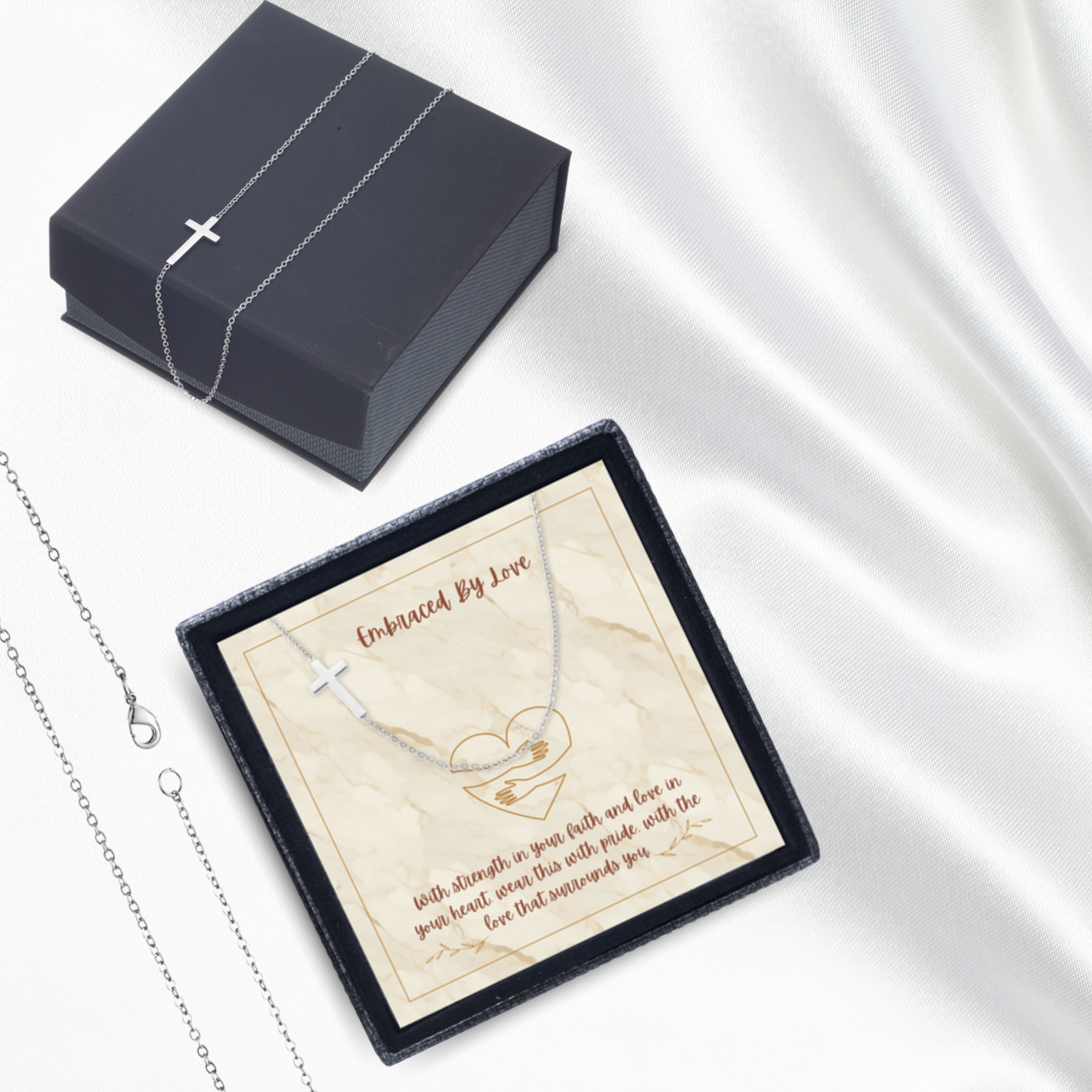 Embraced by Love - Sideways Cross Necklace