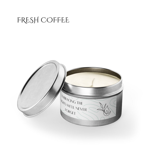 4oz Fresh Coffee Silver Tin Candle – Unforgettable Nights
