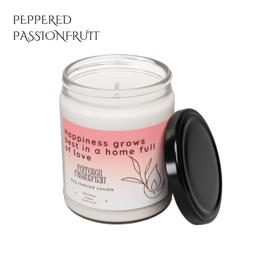 9oz Peppered Passionfruit Clear Candle – Love & Happiness at Home