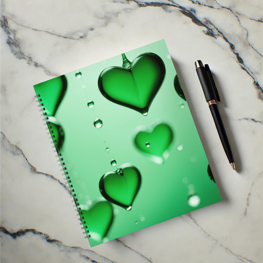Emerald Heart Drops 8.5"x11" Hardcover Notebook