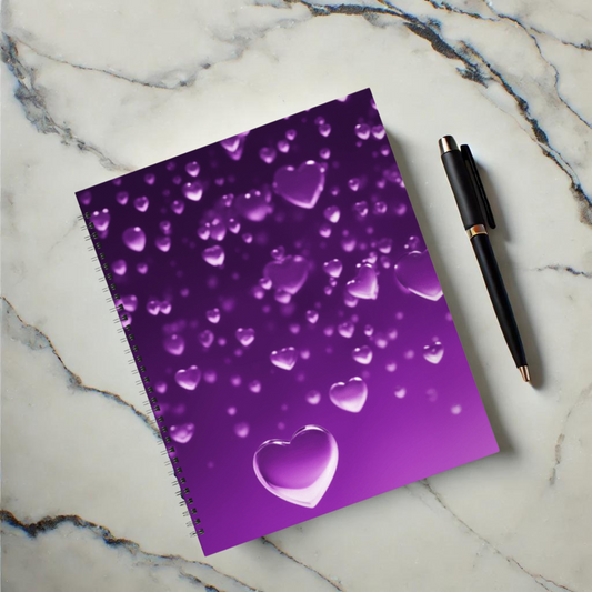 Purple Heart Shower 8.5"x11" Hardcover Notebook
