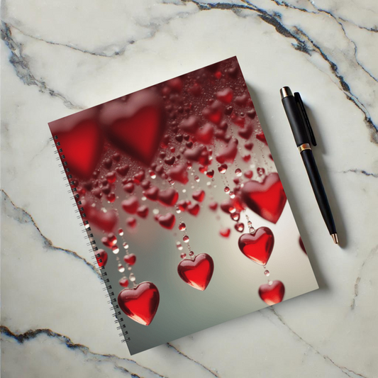 Red Heart Rain 8.5"x11" Hardcover Notebook