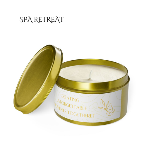 8oz Spa Retreat Gold Tin Candle – Unforgettable Moments