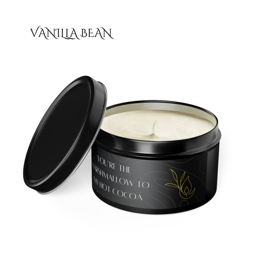 8oz Vanilla Bean Black Tin Candle – Marshmallow & Hot Cocoa Vibes