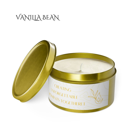 8oz Vanilla Bean Gold Tin Candle – Unforgettable Moments