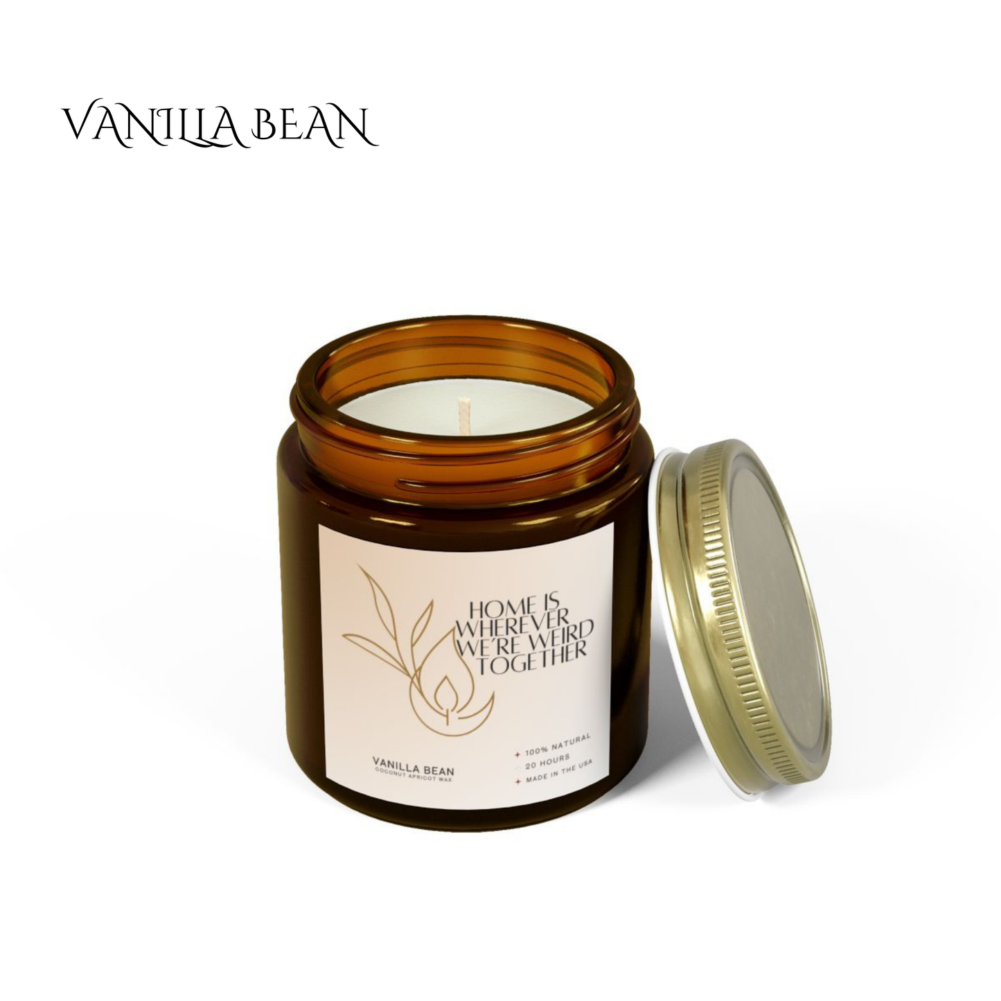 4oz Vanilla Bean Amber Candle – Home & Weird Together
