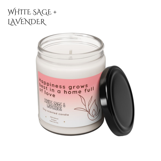 9oz White Sage + Lavender Clear Candle – Love & Happiness at Home