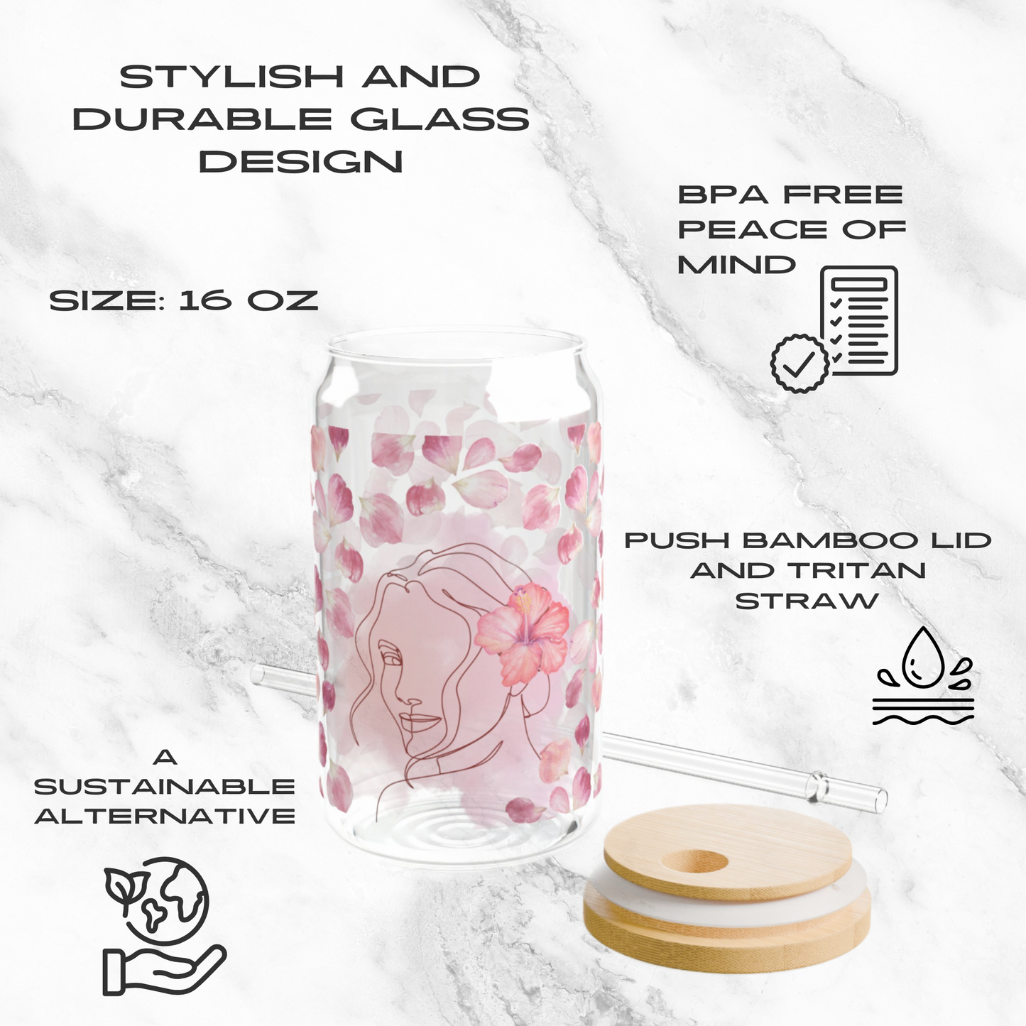 Blossom Haze 16oz Glass Tumbler | Soda Can