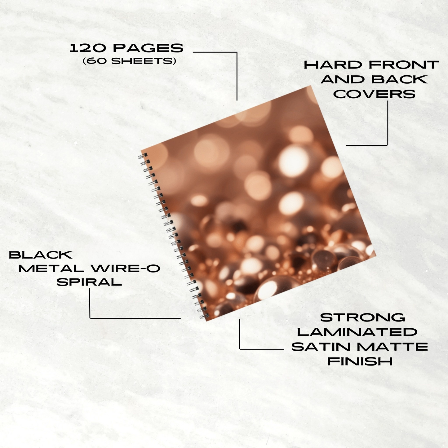 Copper Gleam 8.5" x 8.5" Hardcover Notebook